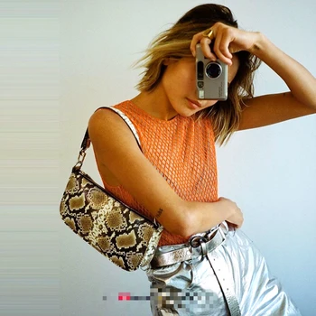 

Fashion Ladies Underarm Bag Retro Crocodile Pattern Female Baguette Handbags Soft PU Leather Women Tote Purse Shoulder Bags