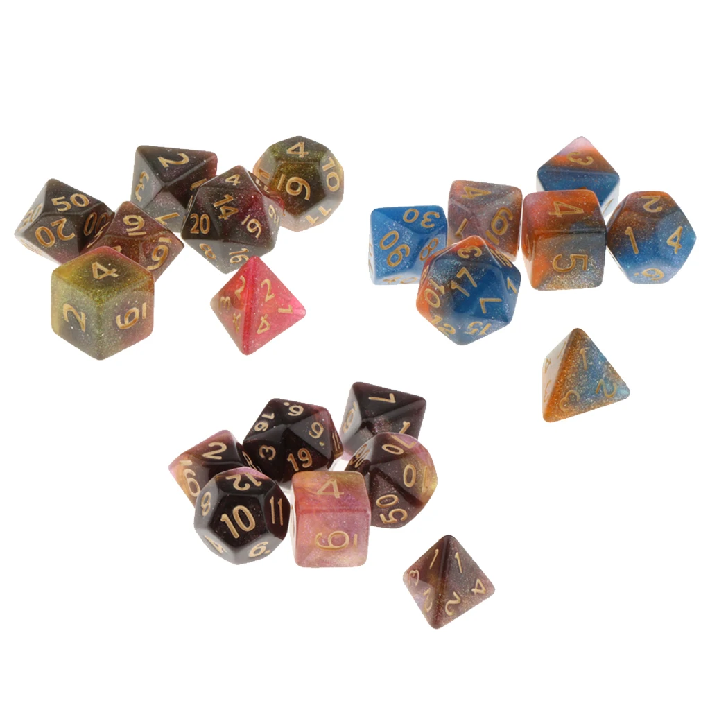 Pack of 7 Polyhedral Dices Table Board Games Party KTV for Dungeon and Dragons Polyhedral Dice Games DND Dice Set Kids Math Toys