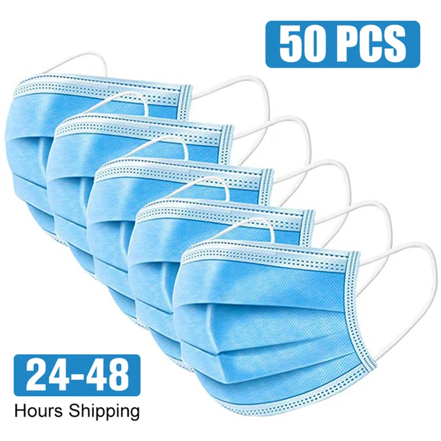 US $17.99  50pcs Disposable Protective Mask Anti Virus Mask Antivirus Protect 3 Layers Filter Non Woven Mouth 