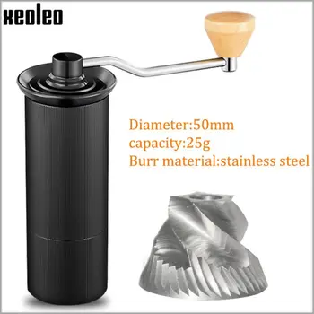 

XEOLEO Manual Coffee grinder 45MM Aluminum Coffee miller Black/Brown/Silver/Gold 15g Mini Portable Coffee milling machine