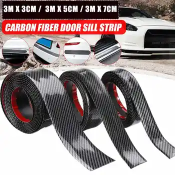 

Universal Rubber Car Door Sill Scuff Plate Protector Strips Carbon Fiber Anti-scratch Moulding Trim