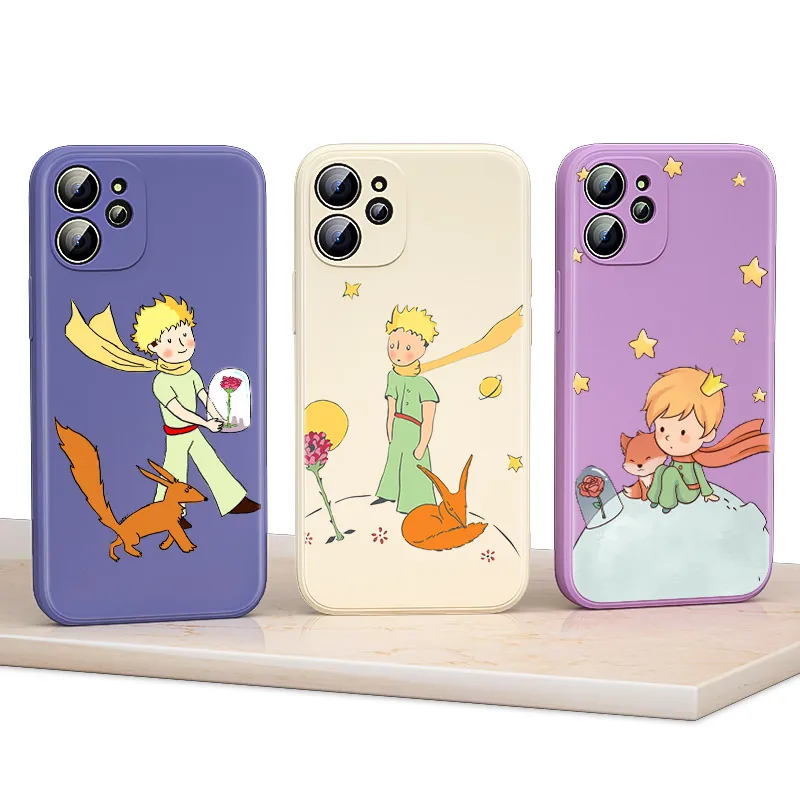 Жидкий силиконовый мягкий чехол The Little Prince And Fox для Apple IPhone 13 12 Mini 11 Pro XS MAX XR X 8 7 6S SE