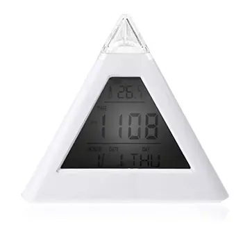 

Table Clocks Triangled 7 Colors Changing LED Temperature Snooze Table Clock Wake Up Display Digital Alarm Home Decor