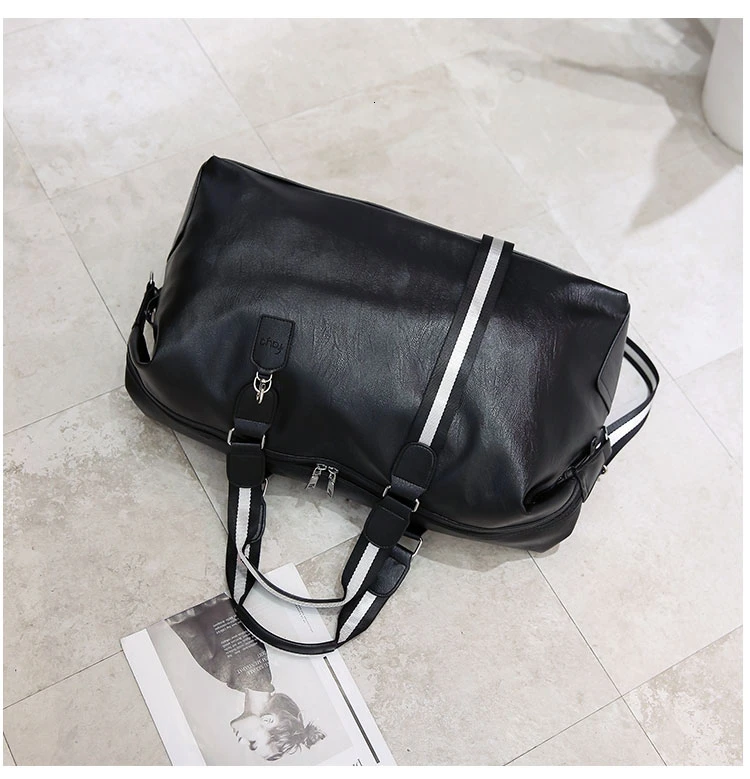 LONGJUNFEER большая, вместительная, Черная Мужская и женская сумка из искусственной кожи для путешествий, мужские багажные сумки, женская большая сумка на плечо, чемодан, сумки ZL113