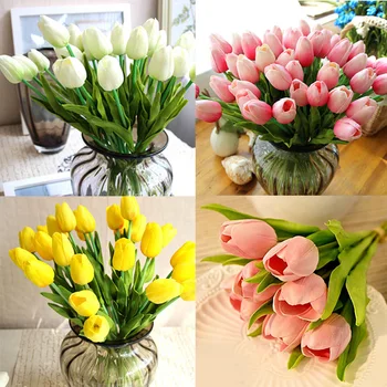

Centerpieces & Table Decor White Wedding Decoration Artifical Tulips Ornament Flower PU 10Pcs Home Home