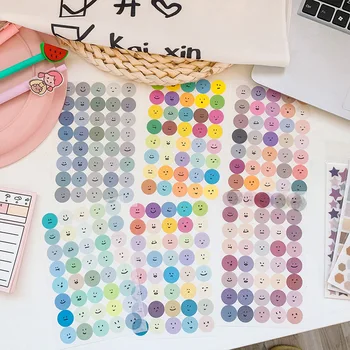 

6PCS/LOT Morandi Color Tunes Cute Smile Paper Stickers Set 15.5*10cm