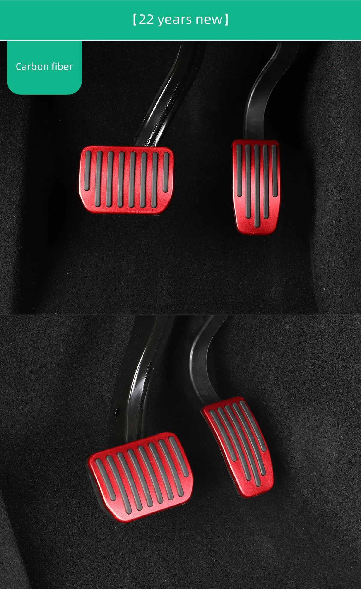 Tesla Model 3/Y Non Slip Performance Foot Pedal Pads Accelerator Brake Rest Pedal red