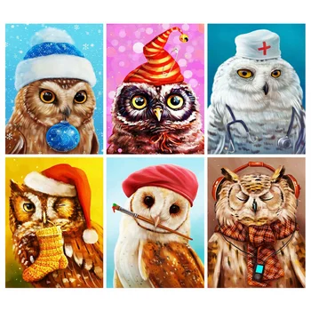 

HUACAN 5D Diamond Painting Owl Full Square Embroidery Animal Picture Handcraft Mosaic Art Kit Home Decoration