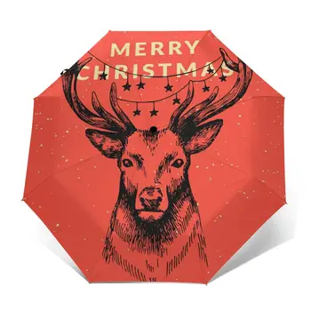 

Wind Resistant Folding Automatic Umbrella Women Auto Christmas Deer Windproof Umbrellas Rain For Men Parasol