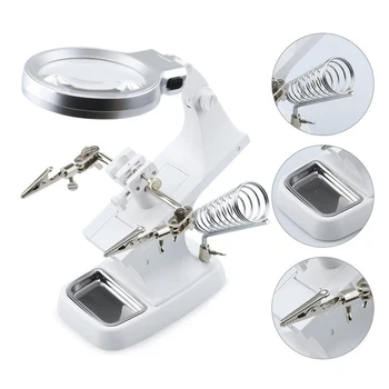 

Multi-functional Welding Magnifier Lamp 3X/4.5X Magnifying Glass Clip Holder Clamp Helping Hand Soldering Repair Tool