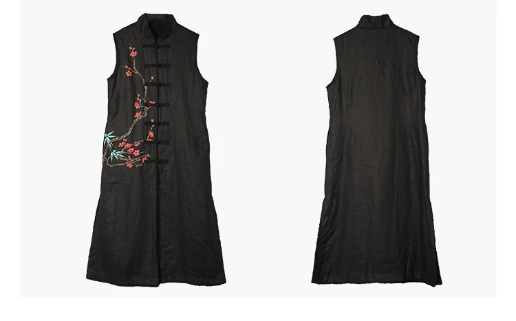 LZJN 2020 Spring Vest Women Waistcoat Warm Fleece Traditional Chinese Cardigan Long  Vest Ladies Sleeveless Veste Femme (10)
