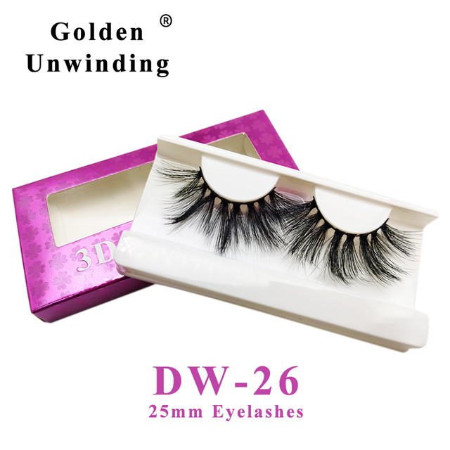 3D Faux Mink Lashes False-Eyelashes 25MM Dramatic Natural Thick Faux Mink Lashes Makeup Eyelash Extension Golden Unwinding