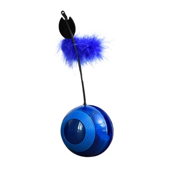 

Plastic Cat Toys Wheeled Cat Teaser Wand Toy Interactive Moving Pet Exercise Toy With Feather Attachments