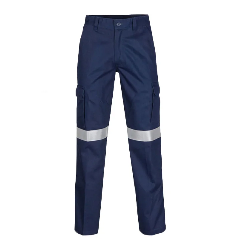 100% Cotton Fabric Construction Work Pants for Men with Reflective Stripes Work Trousers with Reflective Tape Hi Vis Workwear