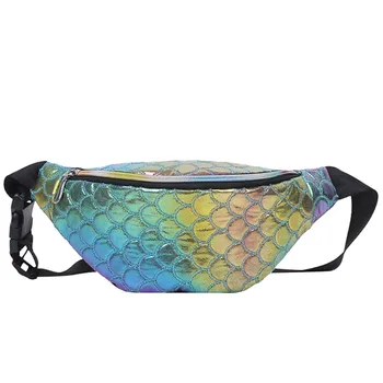 

Women Bum Adjustable Belt Bag Fanny Pack Pouch Travel Hip Purse Festival Leather Fish-Scale Pattern Zipper Bag #115