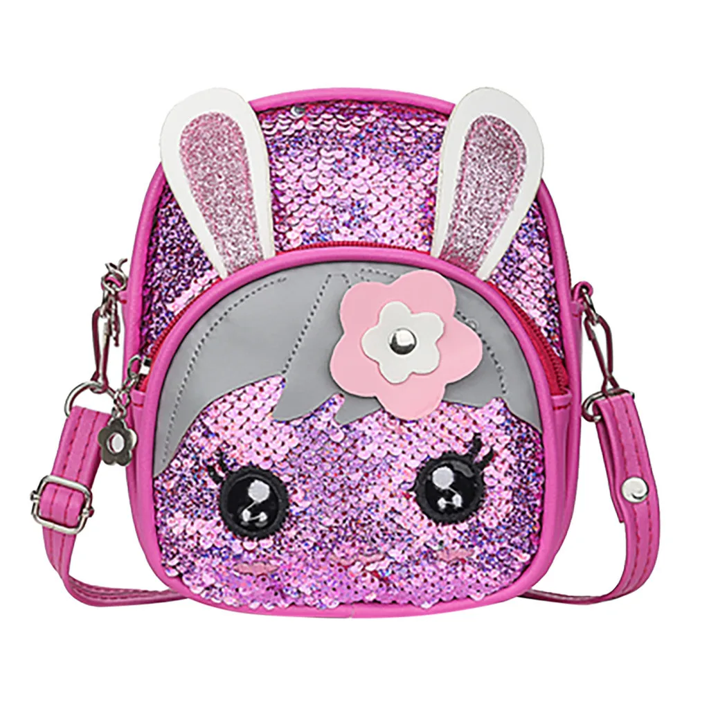 Brand New And High Quality Children Blinking Sequins Backpack Fashion Wild Cute Rabbit Ear Backpack Latest Hot Wild GQ7