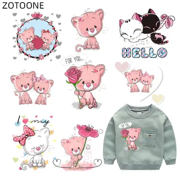 

ZOTOONE Iron on Patch for Clothes Cute Cat Patches Animal Flower Sticker for Kids Heat Transfers Applications DIY Appliques G