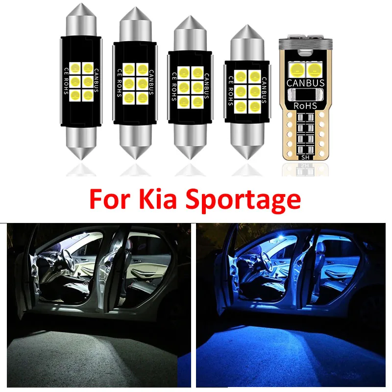 

9pcs Car Accessories White Interior LED Light Bulbs Package Kit For Kia Sportage 2011-2016 T10 31MM 39MM Map Dome Trunk Lamp