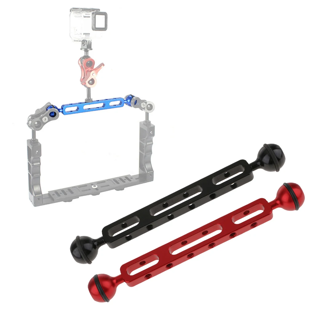 Dual Ball Joint Extension Arm for Camera Diving Underwater Photography, Pack of 2, Red/Black