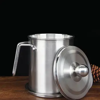 

Stainless Steel Oil Filter Pot Large Capacity Kitchen Oil Bottle with Strainer