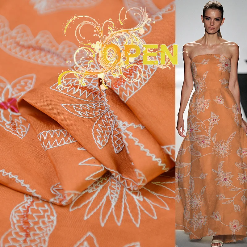 19 Новинка 113 см ширина 26 Momme шелк Бренд вышитые Dupion ткань для женщин платье Colth Diy шитье Распродажа