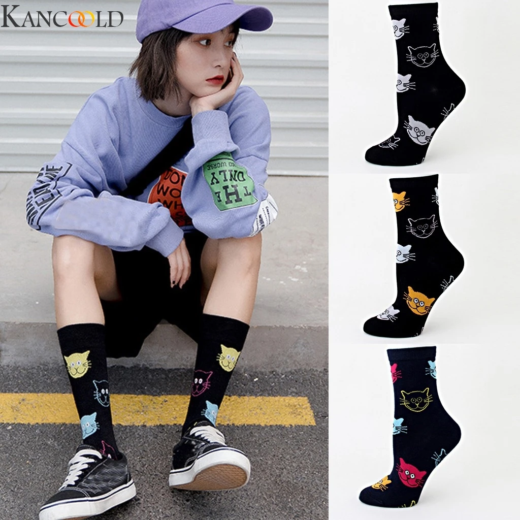 KANCOOLD, женские Зимние Носки с рисунком кота, зимние носки, толстые, мягкие, теплые, женские, шерстяные носки, комбинированные, с флисовой подкладкой, Тапочки