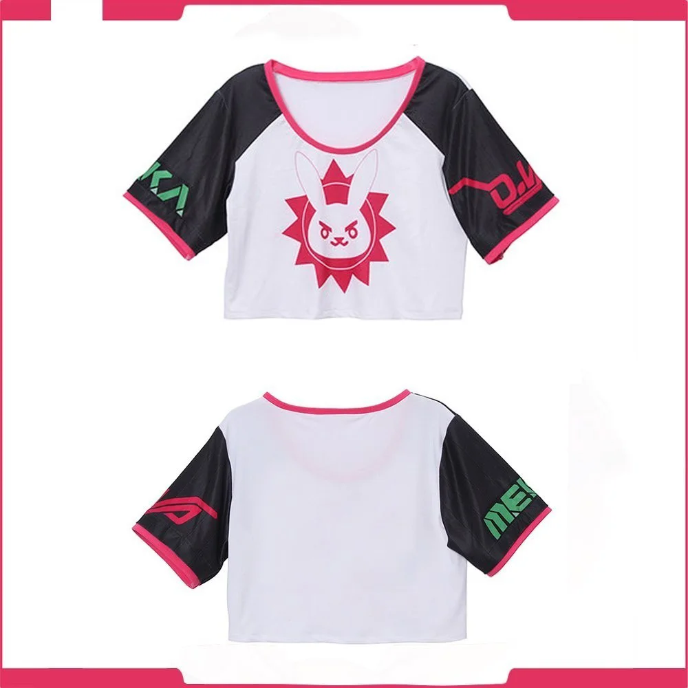 DVa-camiseta-Hana-Cosplay-manga-corta-conejito-gr-fico-Tee-Hana-canci-n-blanco-negro-Rosa