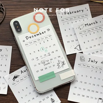

12PCS/LOT 2021 Monthly Calendar Sticker Set 60*85mm DIY Journal Diary Planner Decoration Supplies Free Shipping