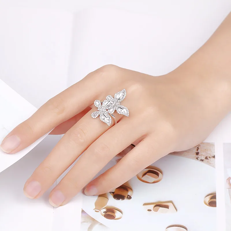 Choucong обручальное кольцо с двойной бабочкой из стерлингового серебра 925 пробы AAAAA cz обручальное кольцо для женщин массивные ювелирные изделия