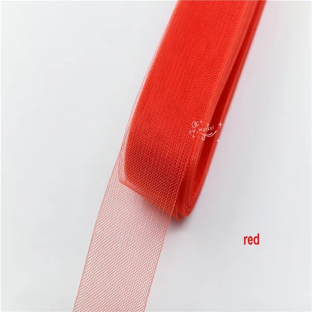 Crinolines Horsehair Mesh Fabric Soft Polyester Wedding  Latin Dance Head Dress Accessories 1cm ~12cm red