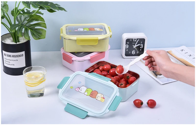 TUUTH Cartoon Lunch Box  Stainless Steel Double Layer Food Container Portable for Kids Kids Picnic School Bento Box B2