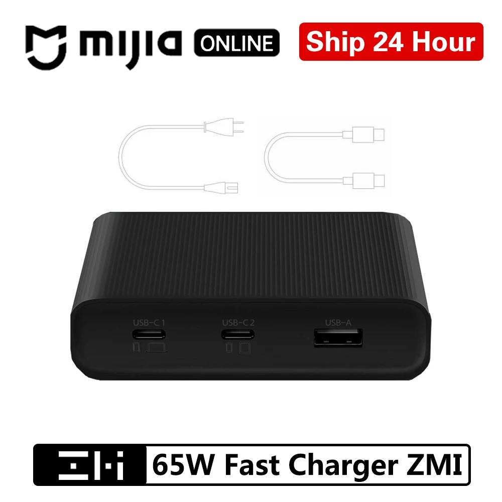 Xiaomi Mijia ZMI USB зарядное устройство 65 Вт высокомощное настольное быстрое зарядное устройство 1 USB 2 порта type-C для IPhone 11 XR Xiaomi huawei для IPad