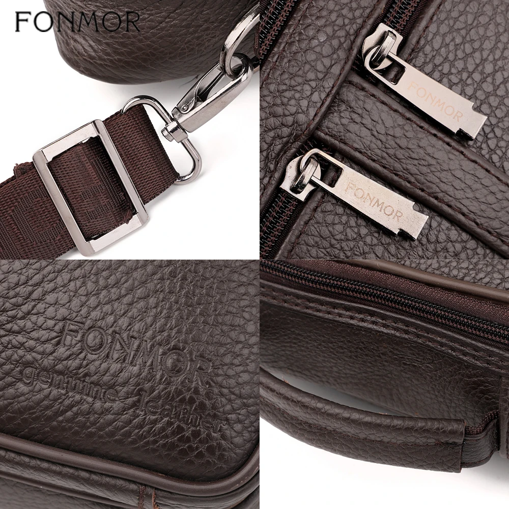  Fonmor Genuine Leather Bag Male Cowhide Crossbody Bags Shoulder Messenger Bags For Men Tote Ipad Br - 4000036070701
