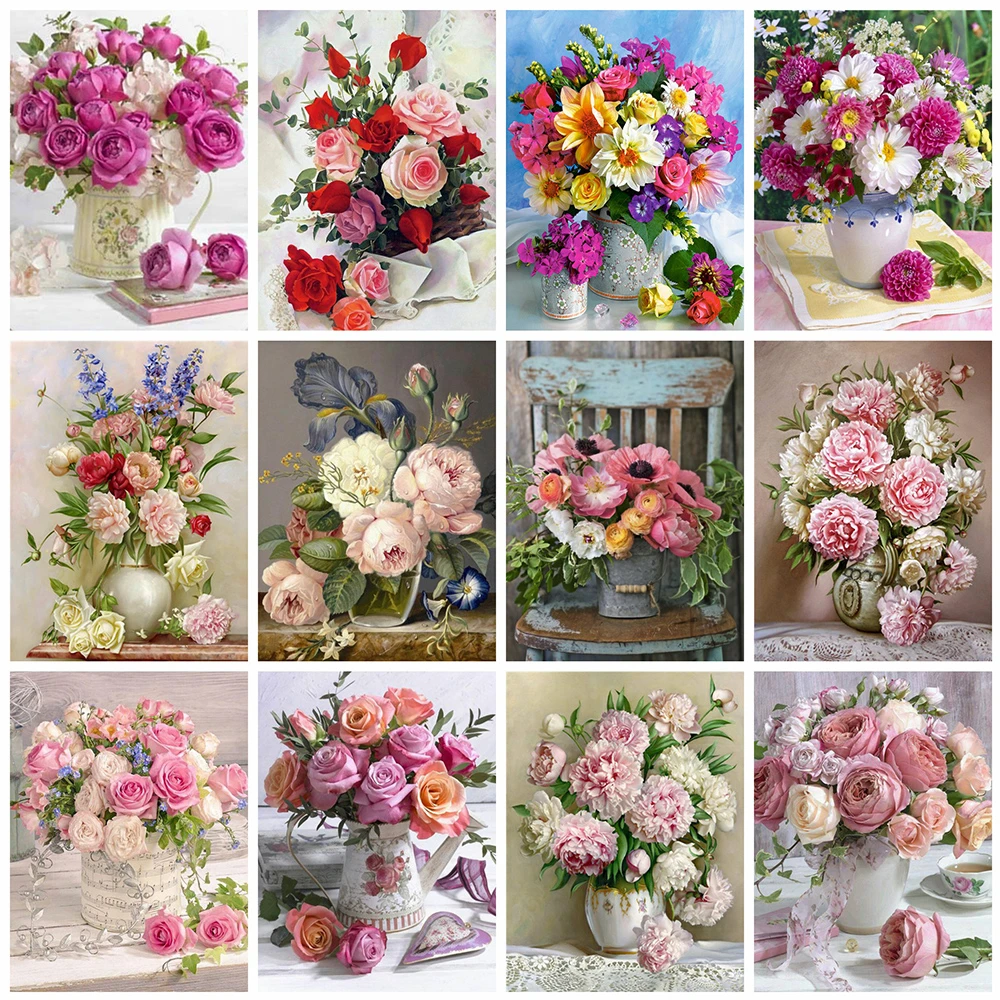 

Evershine 5D DIY Diamond Painting Flower Cross Stitch Kit Mosaic Diamond Embroidery Rose Full Square Drill Home Decoration