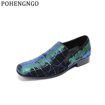 

British Style Printing Suede Men Party Dress Shoes Casual Office Men Driving Flats Fashion Green Man Banquet Social Loafers