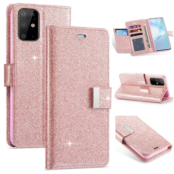 

LAPOPNUT Glitter Case for Samsung S20 Ultra S9 Plus S8 S10 S10e S7 Edge A71 A51 Leather Magnetic Shockproof Flip Wallet Cover