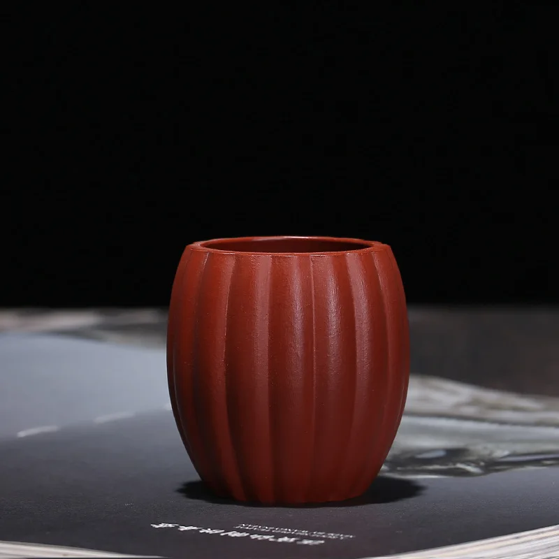 

A Red Clay Reinforcement Cups with Word Raw Ore Clay Tips Cup Tea Set Accessories Wholesale Large Size Master with Hot Selling