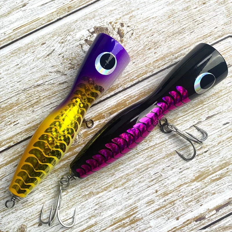 TEASER 120g Wooden Popper Lure Handmade Trolling Sea Fishing BaitsTopwater  Swimbait GT Durable Surface Popping Jigging Lures