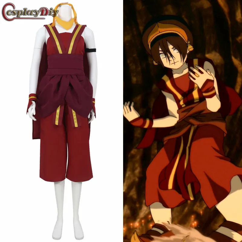 Cosplaydiy Аватар Последний Воздушный Бандер Косплей Toph Beifong костюм красный с