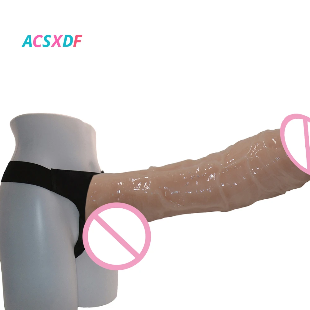 ACSXDF Big Dildos Strapon Huge Dildo Strap on Realistic Soft Penis Suction Cup Harness Leather Pants Sex Toy for Lesbian Women | Красота и
