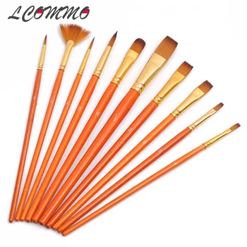 

10pcs Watercolo Paint Brush Nylon Hair Round Head Pointed Paint Drawing Pen Acrylic Painting Pen Professional Art Supplies