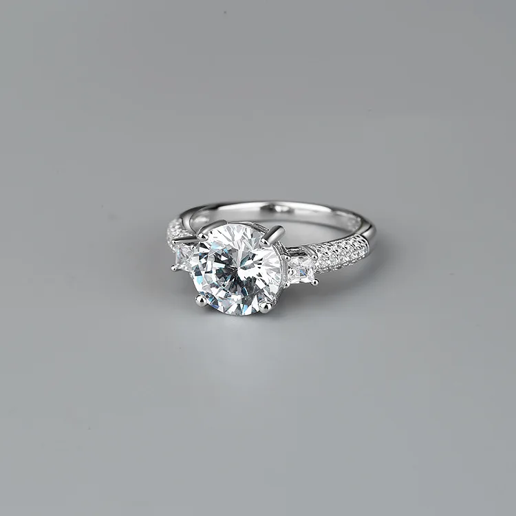 

CMajor S925 Sterling Silver Jewelry European and American Style Fashion Temperament Six Claw Micro Inlaid 7A CZ Ring for Women