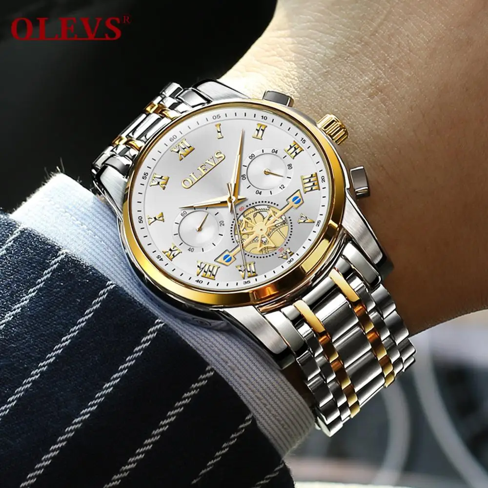 

Cool Multi-Function Dial Quartz Watch With Stainless Steel Bracelet HD Luminous Waterproof Chronograph Watch For Man Father Gift
