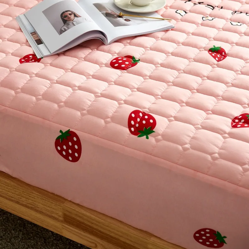 Flower Pattern Mattress Cover Polyester Dustproof Bed Cover Anti-slip Mattress Protector Elastic Fitted Sheet Cover Home Decor