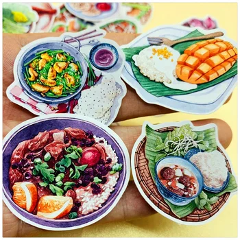 

31Pcs Retro Fashion Southeast Asian Delicious Food Sticker DIY Craft Scrapbooking Album Junk Journal Planner Decorative Sticker