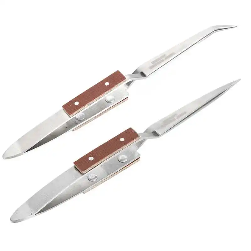 Pro Jewelry Soldering Tweezers Straight Curved/Straight Tip Selflock Welding Tweezer Locking Tweezer Jewelry Making Craft soldering tweezers tweezer tool