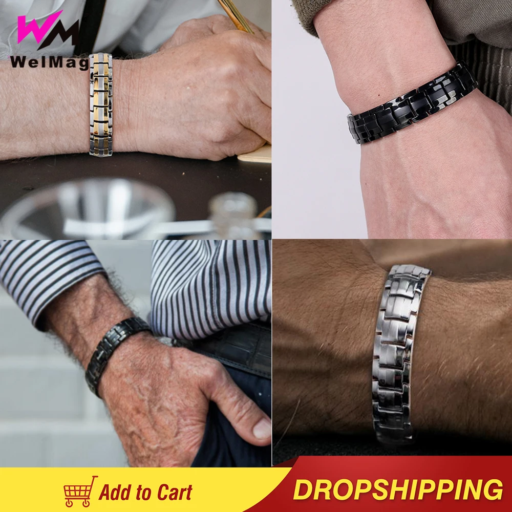 WelMag Titanium Magnetic Therapy Bracelets Fashion Jewelry Christmas Gifts for Men and Women Bracelet Sets Blood Pressure