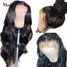 Meetu парики из натуральных волос для женщин 4x4 закрытие шнурка парики малайзийские волосы волнистые волосы для тела парик с детскими волосами предварительно сорвал