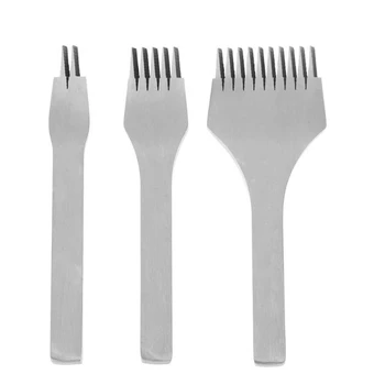 

White Steel Flat Chisel Leather Craft Tools Hole Punch Kit Diy Tool 2 Prong/5 Prong/10 Prong