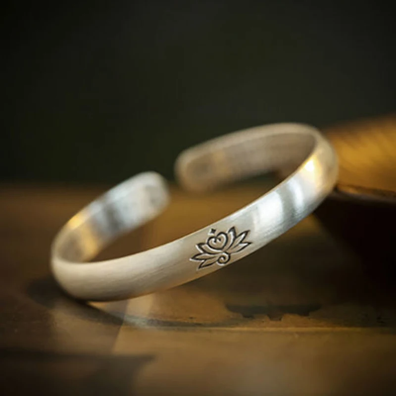 New Lotus Heart Sutra Bracelet Men And Women Ethnic Style Retro Opening Adjust Gift Jewelry Accessories | Украшения и аксессуары